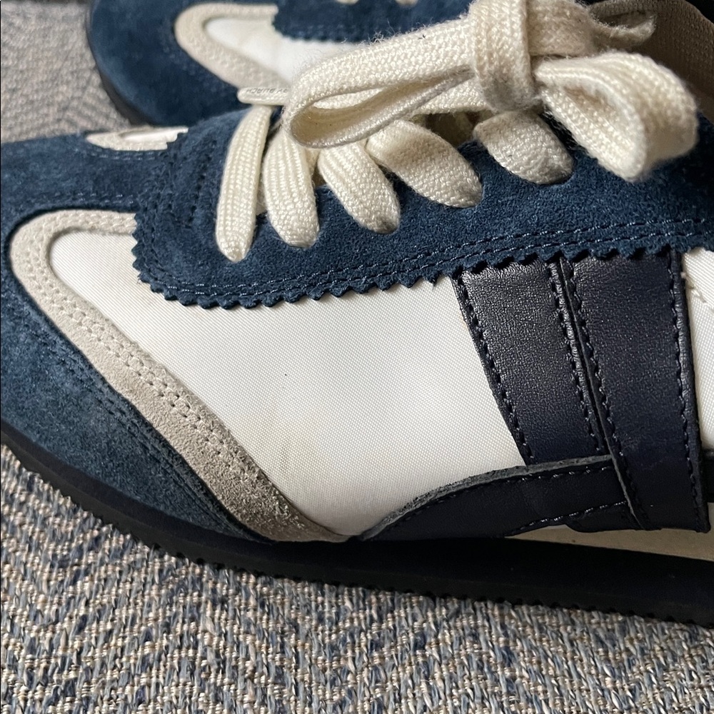 Tory Burch Navy and White Suede-Trim Sneakers - Picture 9 of 16
